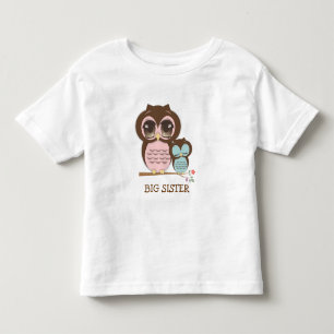 Cute Big Sister Uggla med Sömnig Lil'Baby Brother T Shirt