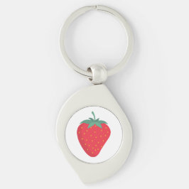 Cute Big Strawberry Keychain Swirl Silverfärgad Nyckelring