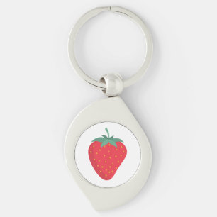 Cute Big Strawberry Keychain Swirl Silverfärgad Nyckelring