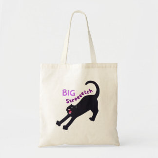 Cute Big Stretch Black Cat - för Cat Lovers Tygkasse