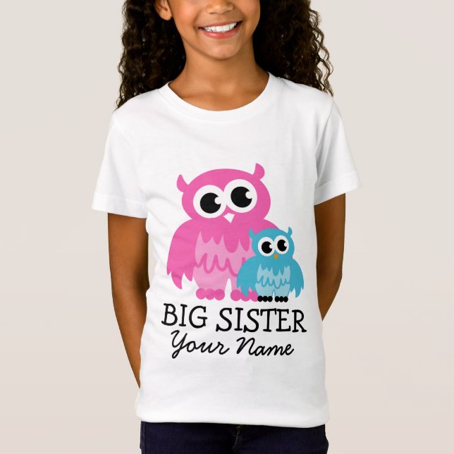 Cute big syster t shirt med vismisk uggla tecknad (Framsida)