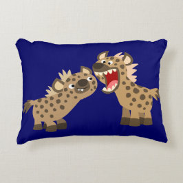 Cute Big Teethed Tecknad Hyenas accent Pillow Prydnadskudde