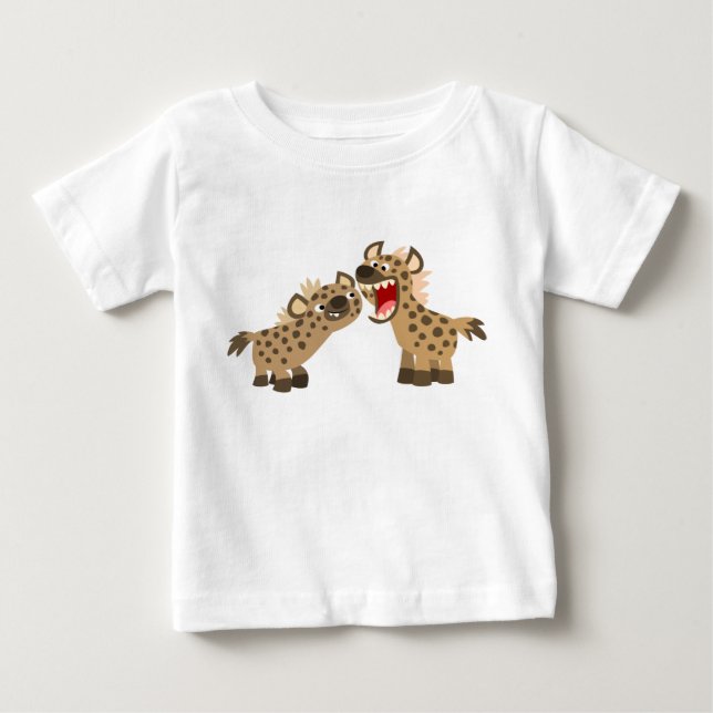 Cute Big Teethed Tecknad Hyenas Baby T-Shirt (Framsida)