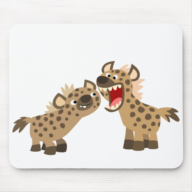 Cute Big Teethed Tecknad Hyenas Mousepad Musmatta (Framsidan)