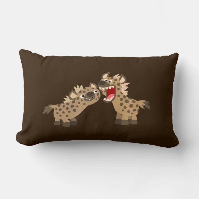 Cute Big Teethed Tecknad Hyenas Pillow Lumbarkudde (Framsida)