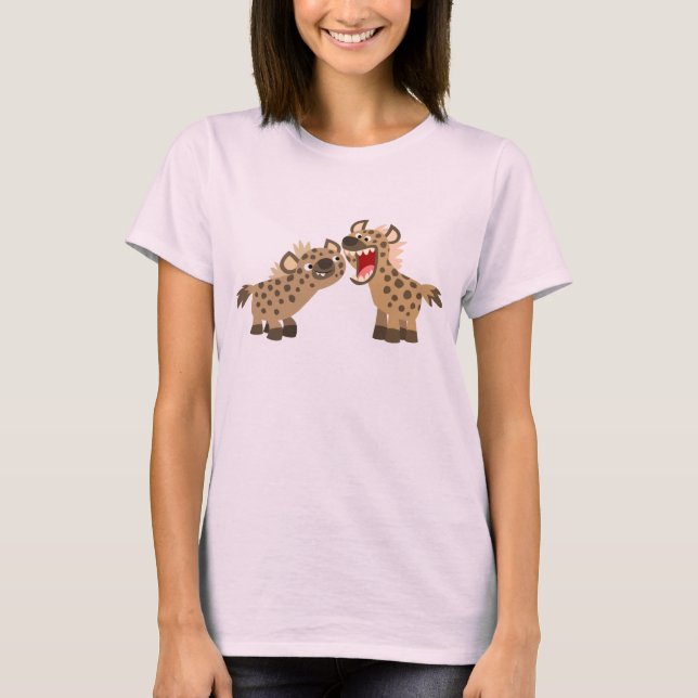 Cute Big Teethed Tecknad Hyenas Women T-Shirt (Framsida)