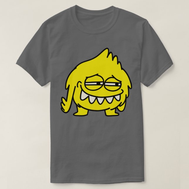 Cute Big th Doubant Gult Monster 2 T Shirt (Design framsida)