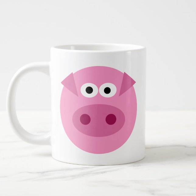 Cute big tjock rosa gris tecknad jätte kaffe mugg jumbo mugg (Vänster)
