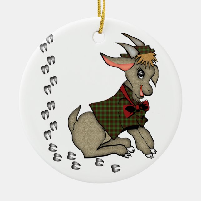 Cute Billy Goat med Bowtie Ornament (Framsidan)