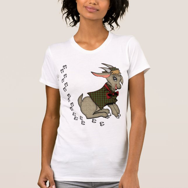 Cute Billy Goat med Bowtie T Shirt (Framsida)