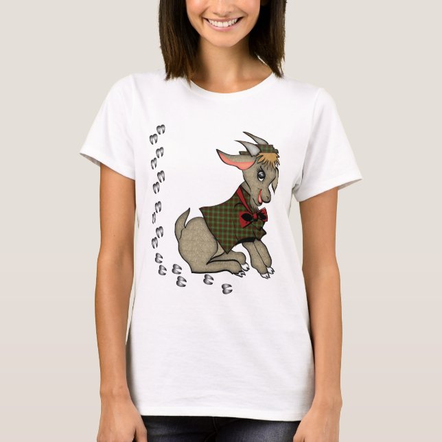 Cute Billy Goat med Bowtie T Shirt (Framsida)