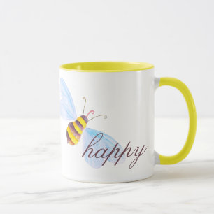 Cute bin lycklig-gult brun eller anpassningsbar mugg