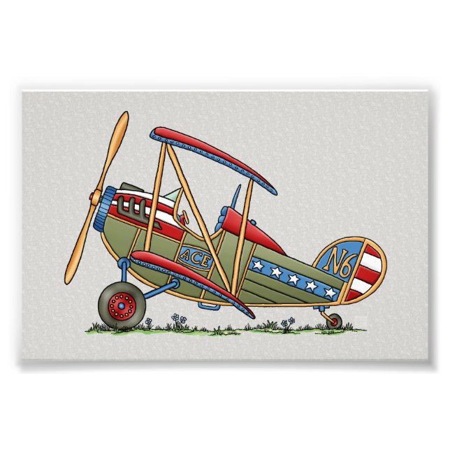 Cute Biplane Fototryck (Framsidan)