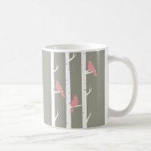Cute Birch Träd Bird Mönster