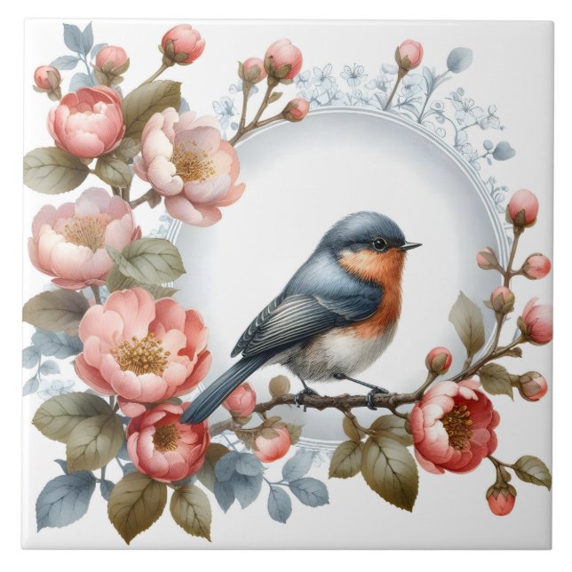 Cute bird älskare som utvecklar keramiskt material kakelplatta (Framsidan)