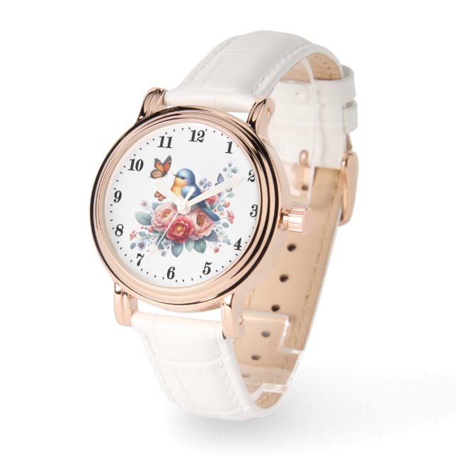 Cute bird blomsterfluga armbandsur (Vinkel)