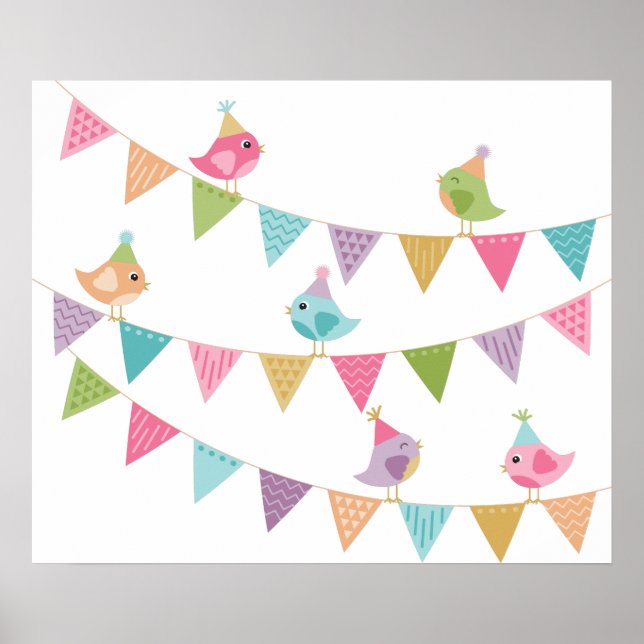 Cute Bird Bunting Poster (Framsidan)