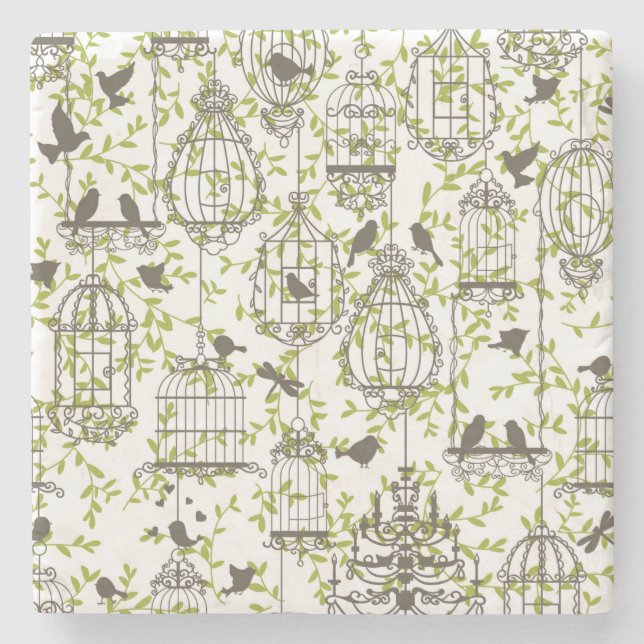 Cute Bird Cages and Birds Sketch Stenunderlägg (Framsidan)