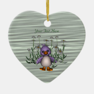 Cute Bird Daisy Flowers Anpassade Ornament