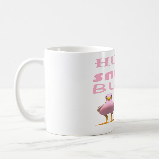 Cute bird färg rosa med kärlek meddelande kaffemugg (Vänster)