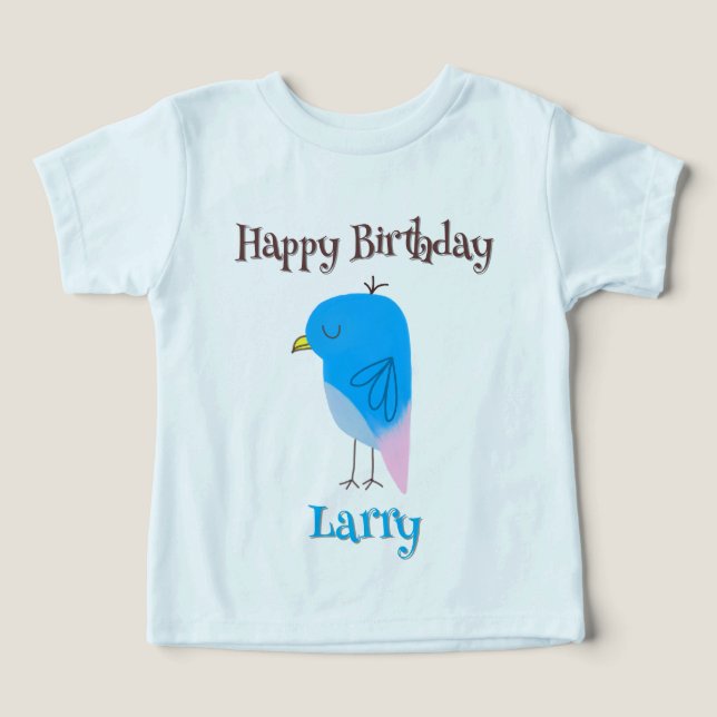 Cute Bird Grattis på födelsedagen Gift-Boy T Shirt (Design Framsida)