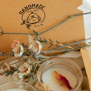 Cute Bird Handmade med Kärlek efter (eget namn) Stämpel