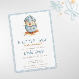 Cute Bird Hatching Boy Blue Shower Inbjudningar