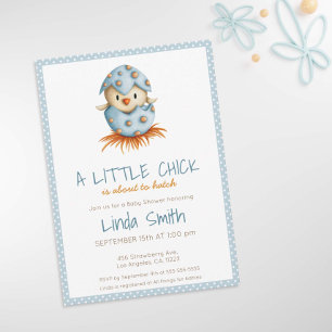 Cute Bird Hatching Boy Blue Shower Inbjudningar