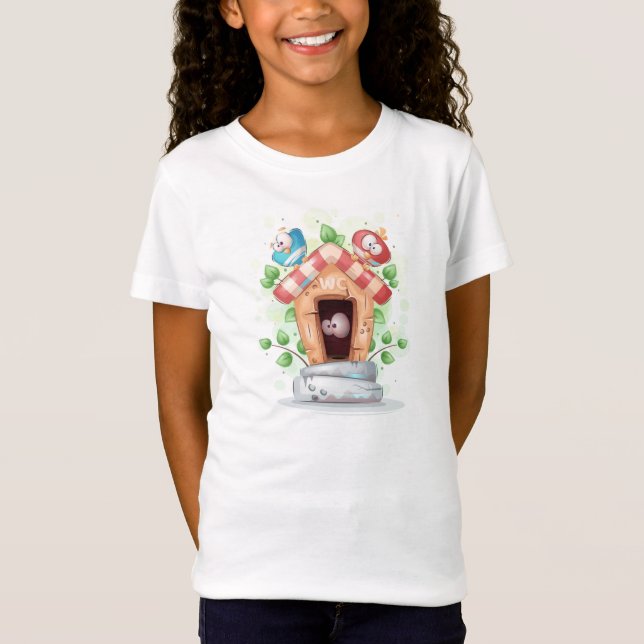 Cute Bird in Toilet T Shirt (Framsida)