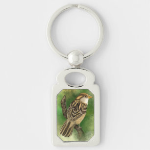 Cute Bird Keychain Rektangulärt Silverfärgad Nyckelring