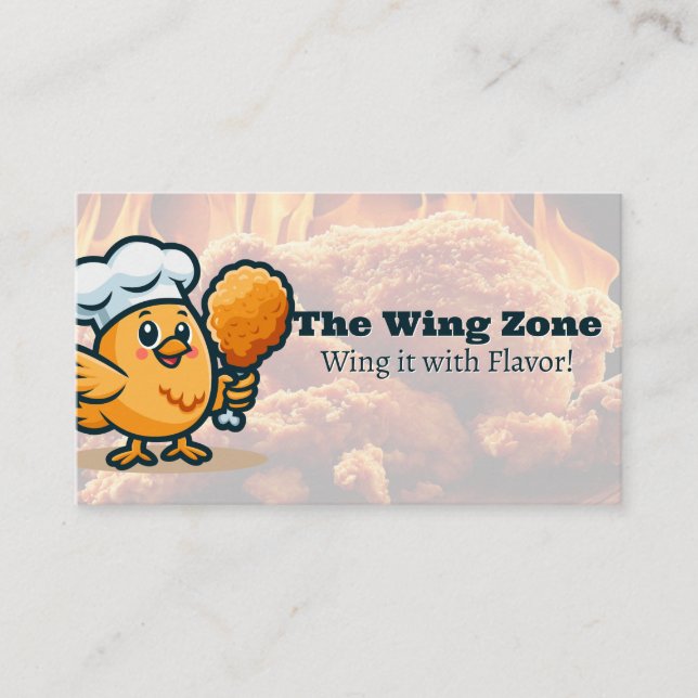 Cute Bird Mascot | Fried Chicken Restaurang Visitkort (Framsida)