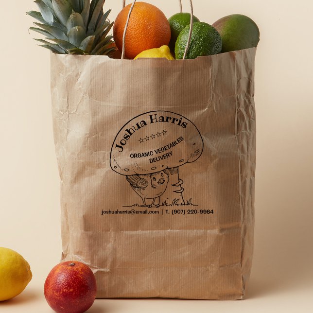 Cute Bird med champinjon, ekologisk livsmedelsförs Stämpel (Skapare uppladdad)