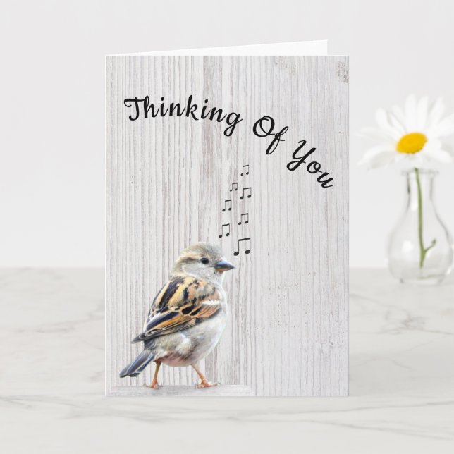 Cute Bird Musik noter tänker på ditt kort (Liten växt)