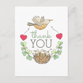 Cute Bird Nest Tack Vykort