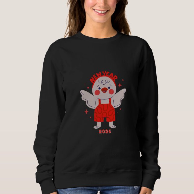 Cute Bird New Year Illustration T Shirt (Framsida)