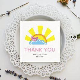 Cute bird och sol Bokar for Baby Shower Tack Pappersservett