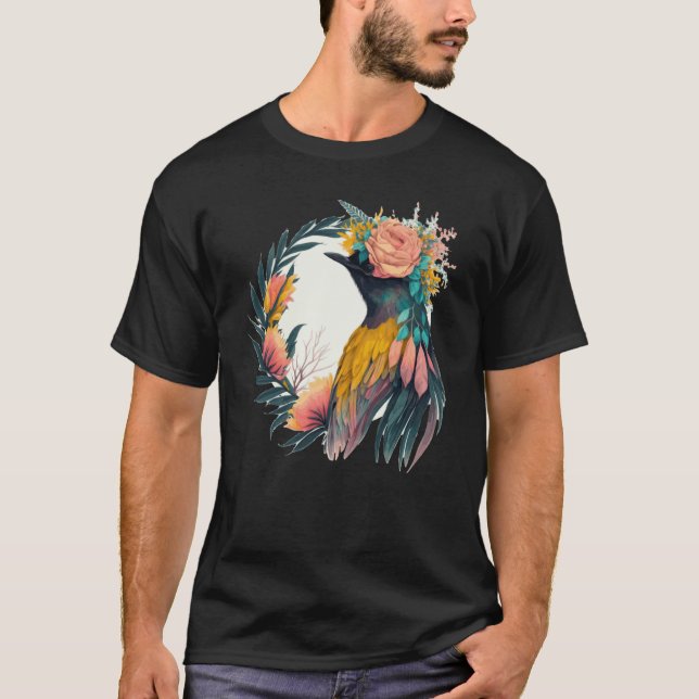 Cute Bird Of Paradise Bird Flower Crown Pet Birds T Shirt (Framsida)