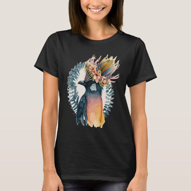 Cute Bird Of Paradise Bird Flower Crown Pet Birds  T Shirt (Framsida)