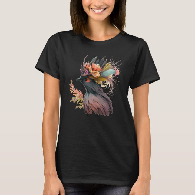 Cute Bird Of Paradise Bird Flower Crown Pet Birds  T Shirt (Framsida)