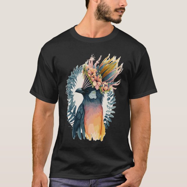 Cute Bird Of Paradise Bird Flower Crown Pet Birds  T Shirt (Framsida)