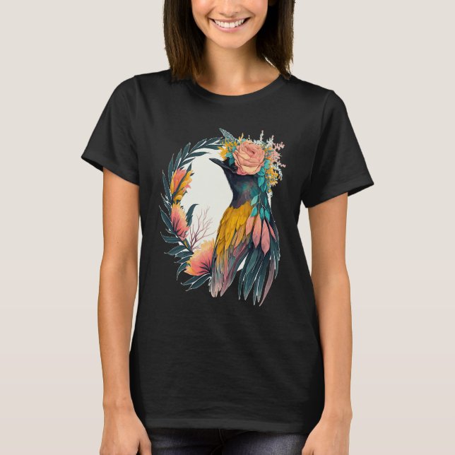 Cute Bird Of Paradise Bird Flower Crown Pet Birds T Shirt (Framsida)