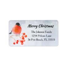 Cute Bird on Berry Gren Helgdag Returadress