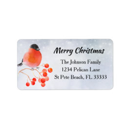 Cute Bird on Berry Gren Helgdag Returadress Adressetikett