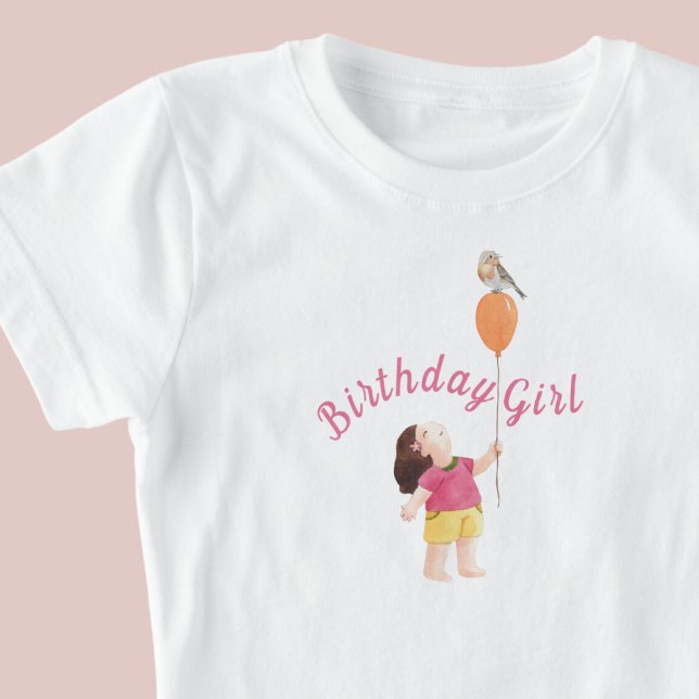 Cute Bird på Balloon Barns födelsedag Party T Shirt (Skapare uppladdad)