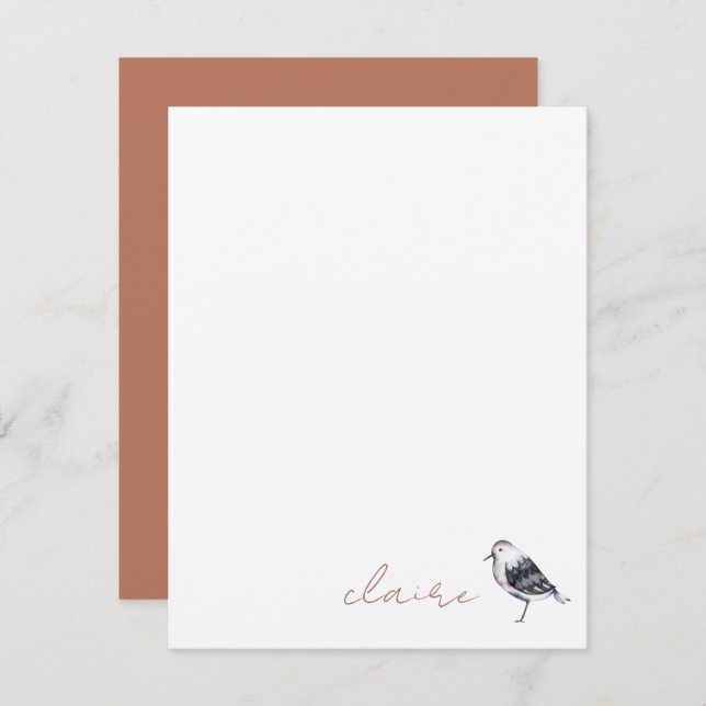 Cute Bird Personlig Note Card Anteckningskort (Fram/baksida)