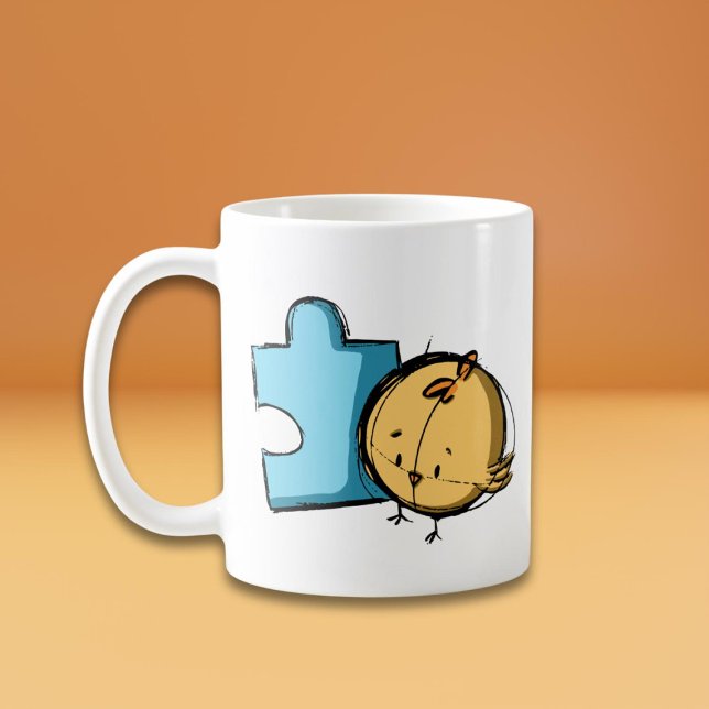 Cute Bird Puzzle Biet Kaffemugg (Skapare uppladdad)