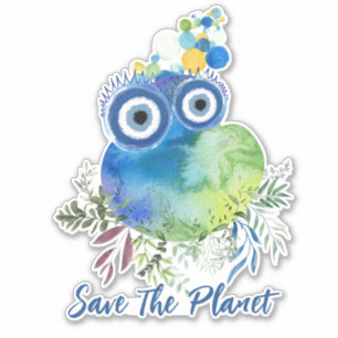 Cute Bird Räddar planetet Sticker Klistermärken