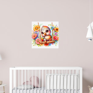 Cute bird rhino plantskola poster