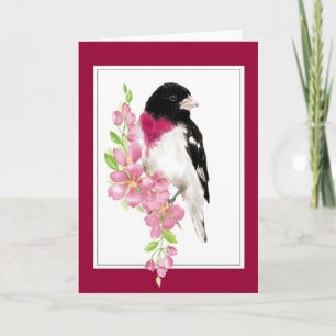 Cute Bird Say Hi, Hej Ro-Brested Grosbeak Kort