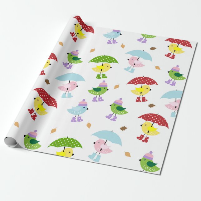 Cute Bird Shower Gender Neutral Presentpapper (Utrullad)
